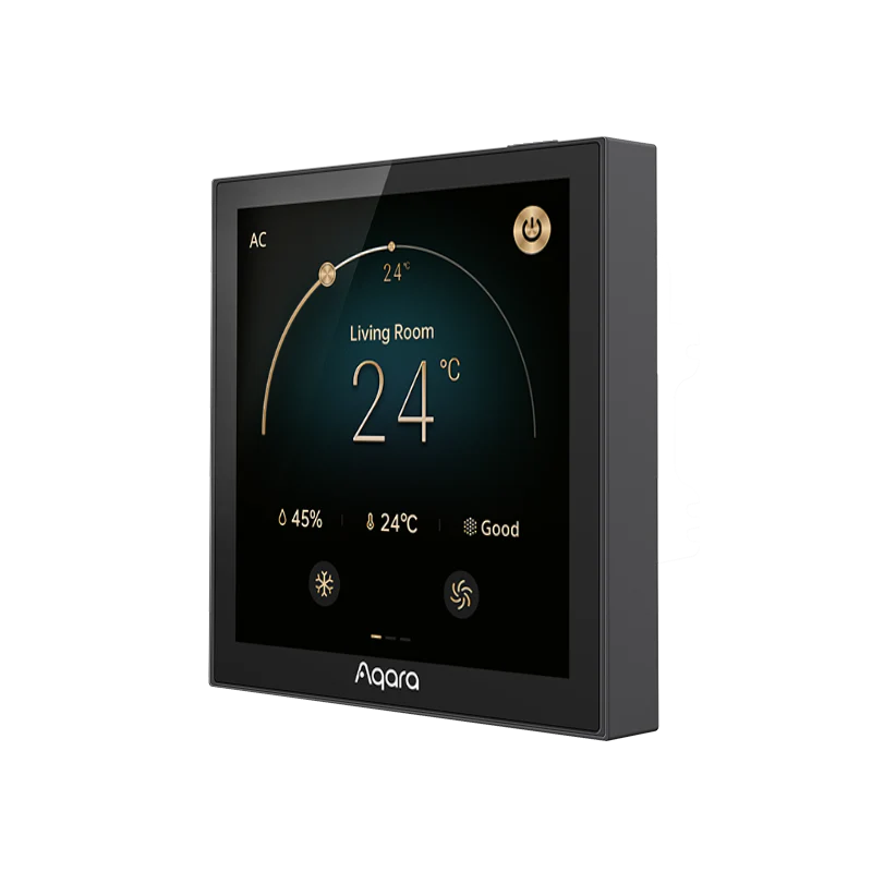 aqara w400 smart thermostat front view with touchscreen
