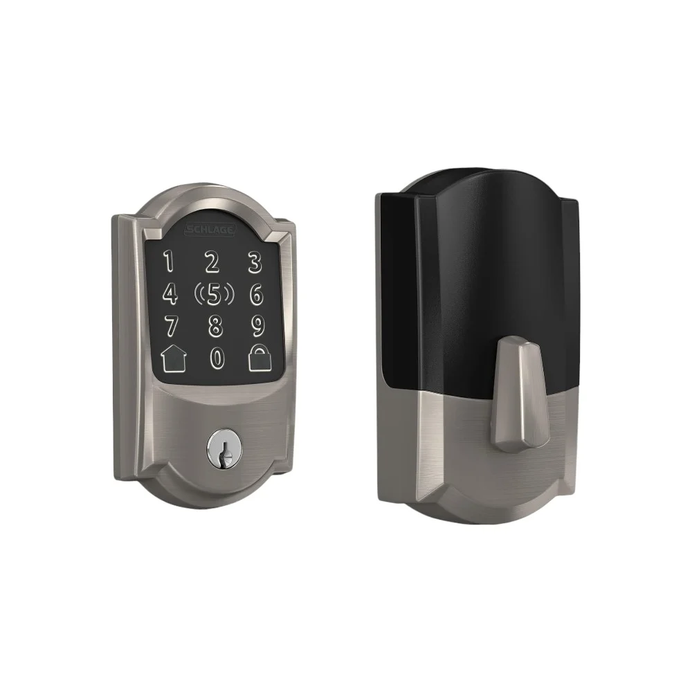 Schlage Encode™ Smart WiFi Deadbolt featuring Camelot Trim in Satin Nickel