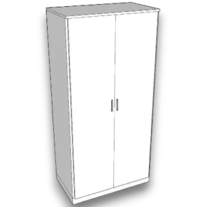 Computer-generated image of a closed two-door MDF wardrobe
