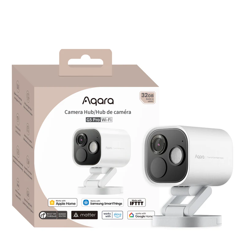 Aqara G5 Pro Outdoor Camera retail box and product front view