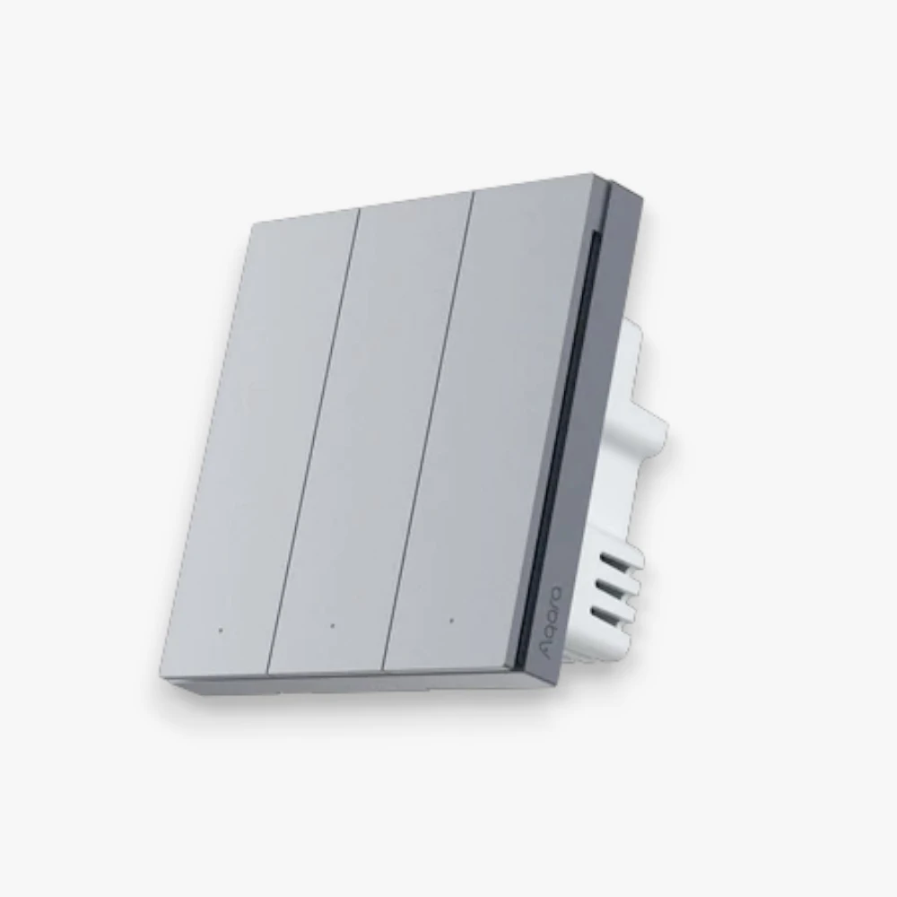 Gold Aqara H1 Pro Smart Wall Switch Triple – Zigbee 3.0 triple gang smart switch for Dubai and UAE homes