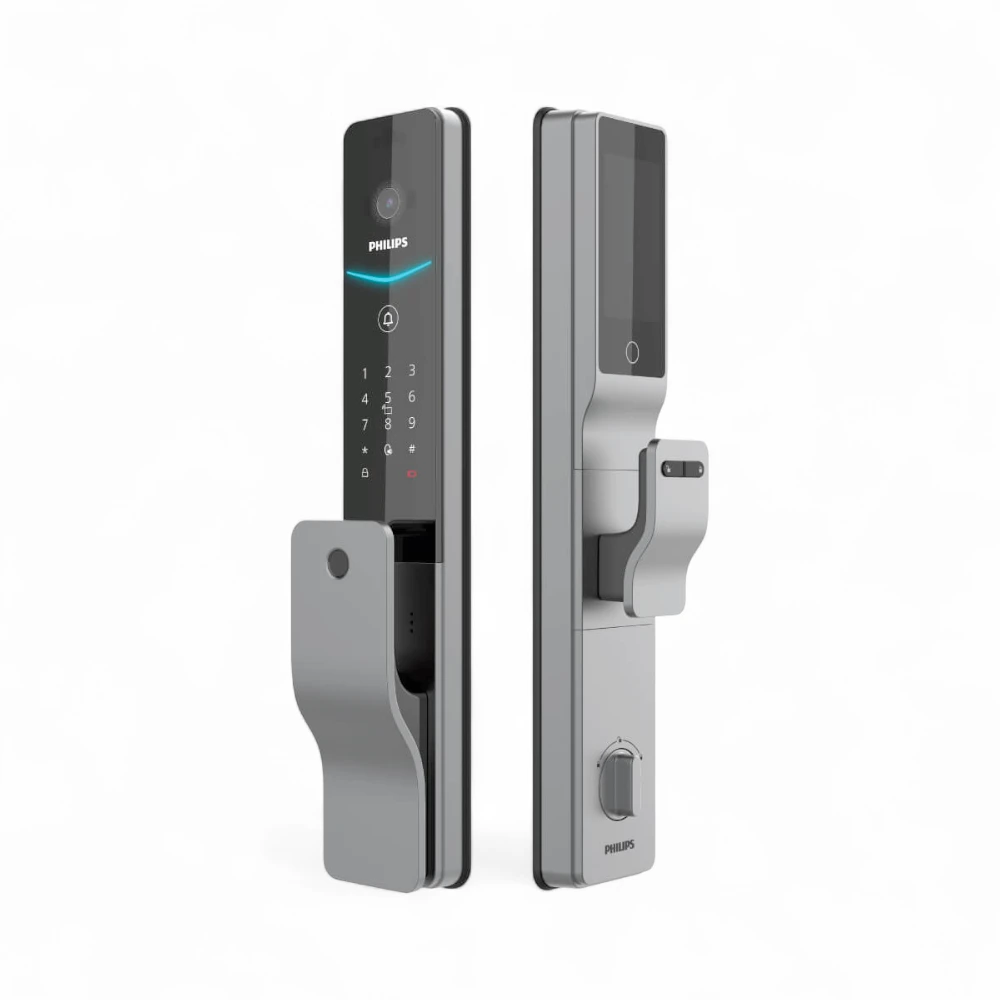 Philips 720 FVP 7HWS smart lock front and rear panel side-by-side
